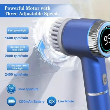 High-Torque Waterproof Power Scrubber